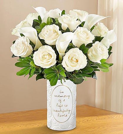 White Rose & Calla Lily Bouquet for Sympathy